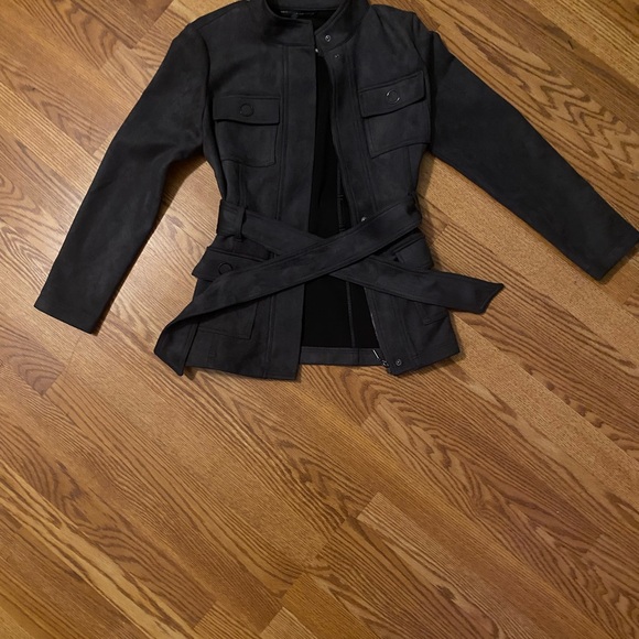 White House Black Market Dark Gray Faux-Suede Jacket - Picture 5 of 10